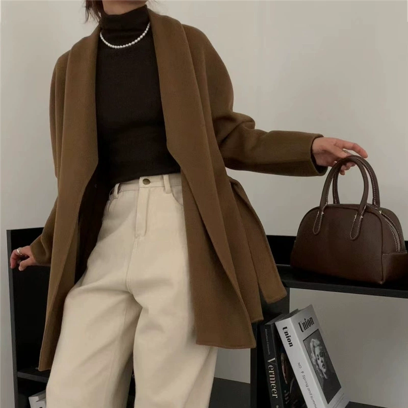30% кашемировое двустороннее кашемировое пальто, высокое качество, женский новый простой халат, взрывной элегантный свободный