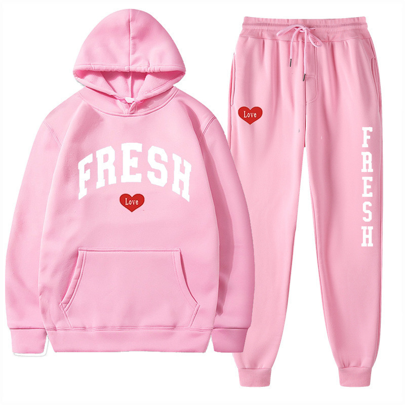 style nouveau sweat à capuche chaud en polaire imprimé à la mode automne et hiver, ensemble de sport décontracté pour femmes_voghion.com
