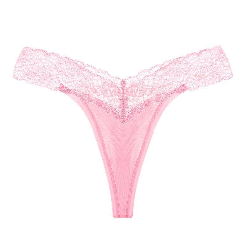 Transfronterizo nuevo europeo y americano asiático sexy encaje ropa interior chica T pantalones de cintura baja ropa interior de algodón transpirable Tanga de las mujeres