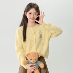秋冬新款可爱百搭优质韩系针织开衫彩点甜美可爱学院风毛衣外套女