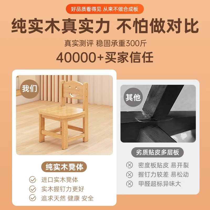 Taburete de madera maciza silla de respaldo doméstica silla de sala de estar silla de comedor silla de cambio de zapatos silla de madera simple taburete bajo