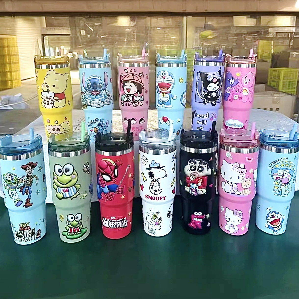 Taza de hielo de patrón de dibujos animados de anime transfronterizo Taza de coche de 30oz Taza de café de aislamiento al vacío de acero inoxidable 304