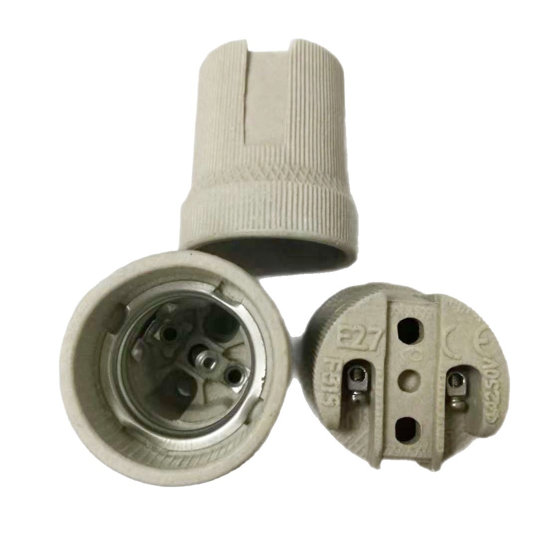E27 F519 cabeza de lámpara de cerámica aluminio amarillo fuente de fábrica de stock mayorista E27 cabeza de lámpara de cerámica