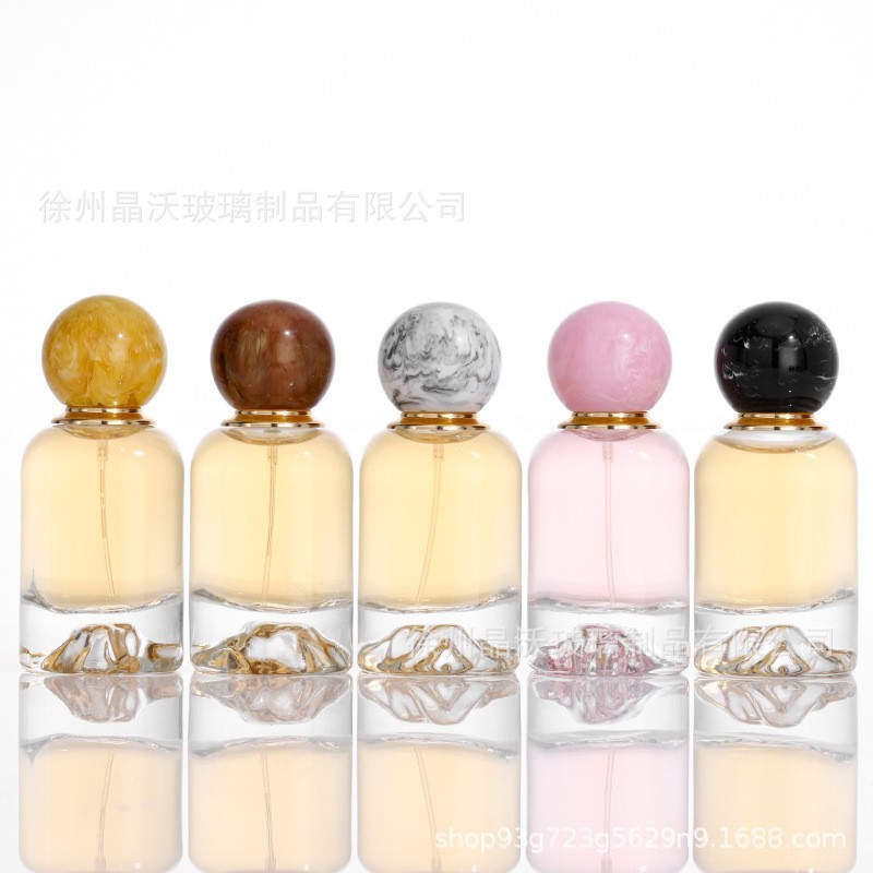 スポット卸売り香水瓶円柱形厚い底ガラス透明分注瓶30ml 50ml 100mlボール蓋火山|undefined