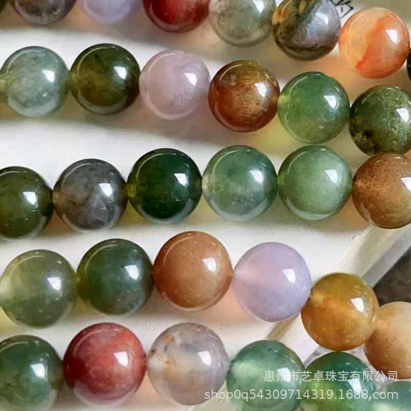Natural indio colorido Jade cuentas redondas ágata perlas sueltas agua hierba ágata perlas DIY pulsera collar accesorios de la joyería