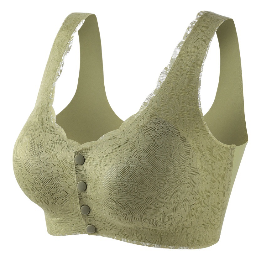 Hebilla frontal de mediana edad y anciano madre ropa interior cómodo push up soporte superior Delgado sujetador inalámbrico transpirable chaleco sin costuras para las mujeres