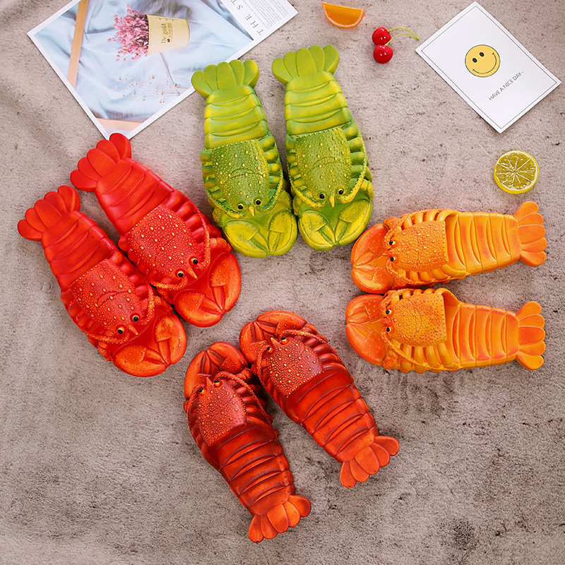 TikTok Summer Men's and Women's Fashion Sandals Creative Crayfish Slippers Funny Parent-Child Couple Beach Slippers
