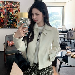 美式休闲风高街甜酷翻领皮衣外套女2025秋季新款小众百搭夹克上衣