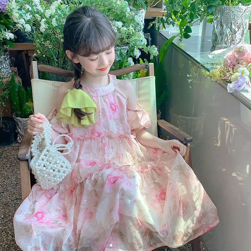 女童夏装连衣裙女宝新款洋气儿童裙子夏季蛋糕裙小女孩露肩公主裙