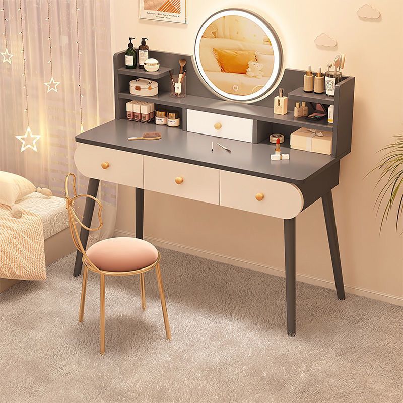 Tocador de lujo ligero, gabinete de almacenamiento simple para dormitorio, mesa de maquillaje pequeña simple integrada, red neta, estilo ins, venta al por mayor