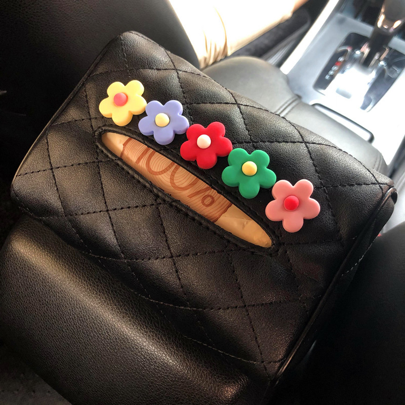 Creative car leather paper box car paper bag car hanging sun visor armrest box tissue box wholesale