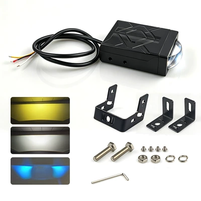 Car grille light, front grille light, car LED dual-color front grille spotlight, motorcycle LED spotlight, truck LED headlight (Ön faralar) - single-low-beam-yellow-white-single-unit