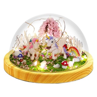 New diy Unicorn Night Light bedroom sleep night light semi-round cover handmade cross-border children's toys