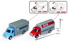 美式卡车合金货柜车模型 车厢掀盖卡车 回力小汽车玩具