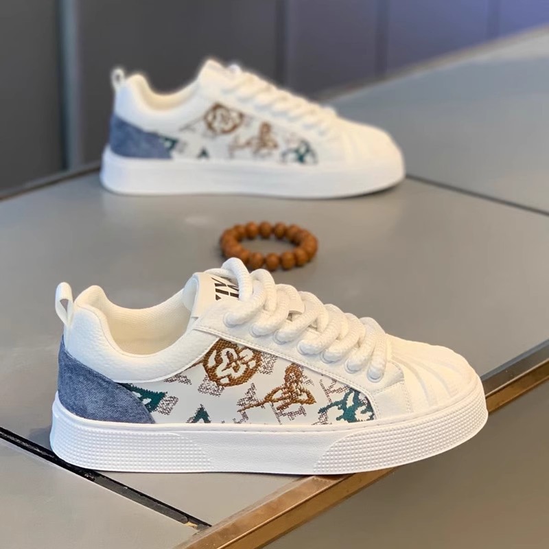 跨境贝壳头男鞋夏季休闲学生百搭平底板鞋潮牌高级感运动小白厚底