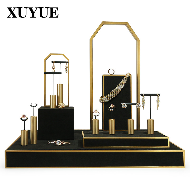 New jewelry display props black metal showcase earring ring accessory display stand counter window jewelry rack