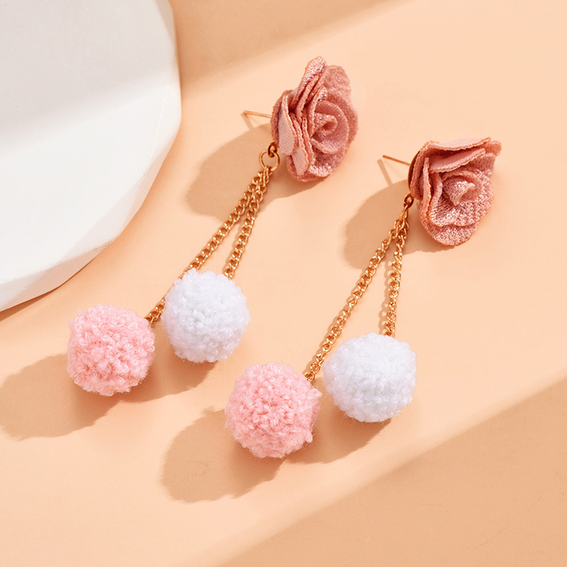 1 Pair Fashion Flower Cloth Womenu0027S Drop Earrings