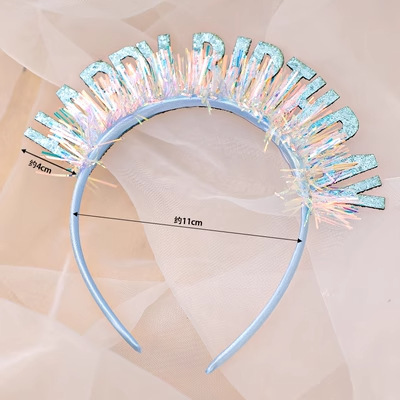 Cross-border exclusive Happy Birthday colorful birthday headband props creative hairband for children and adults headband decoration