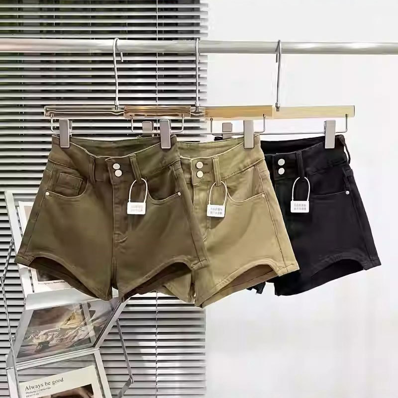 Retro Hot Girl Design Denim Shorts for Women, New Summer Style, Elastic High-Waisted, Slim-Fitting, Versatile Wide-Leg Hot Pants Retro Hot Girl Design Denim Shorts for Women, New Summer Style, Elastic High-Waisted, Slim-Fitting, Versatile Wide-Leg Hot Pants