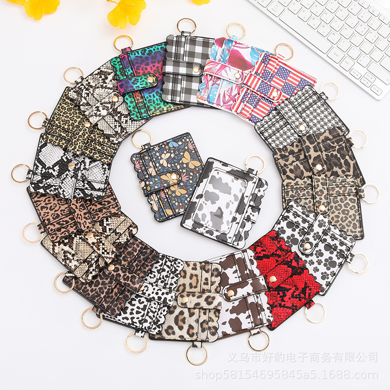 Cross-border Dedicated European and American Id Bag pu Leather Keychain Card Bag Multi-card Slot Bank Card Id Card Coin purse