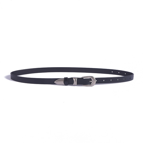Retro metal style design, simple cowhide belt, versatile for men and women, with jeans, adjustable belt, trendy for students