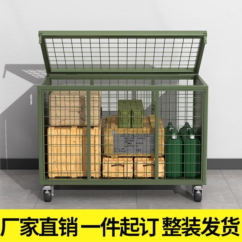 军绿色移动网箱网笼战备物资箱折叠网箱物资周转箱带轮托盘周转框