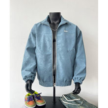 新款水洗立领皮衣外套男女春季美式复古潮流皮夹克机车外套JK025