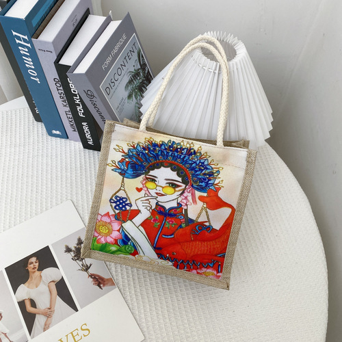 Fashionable cotton and linen small bags, class snacks, portable shopping bags, Internet celebrity retro  new women's bags