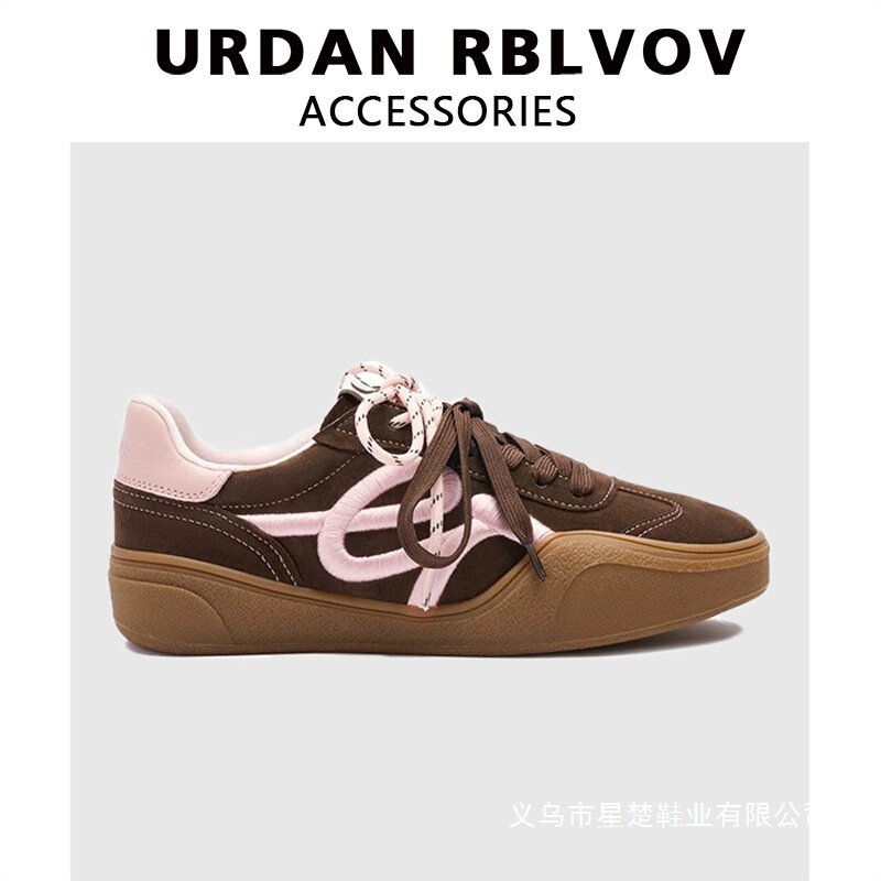 Caramel Moral Training Shoes 2025 Spring New Embroidered Sneakers for Female Students Ballet Flats Luminous Shoes Fly Weave