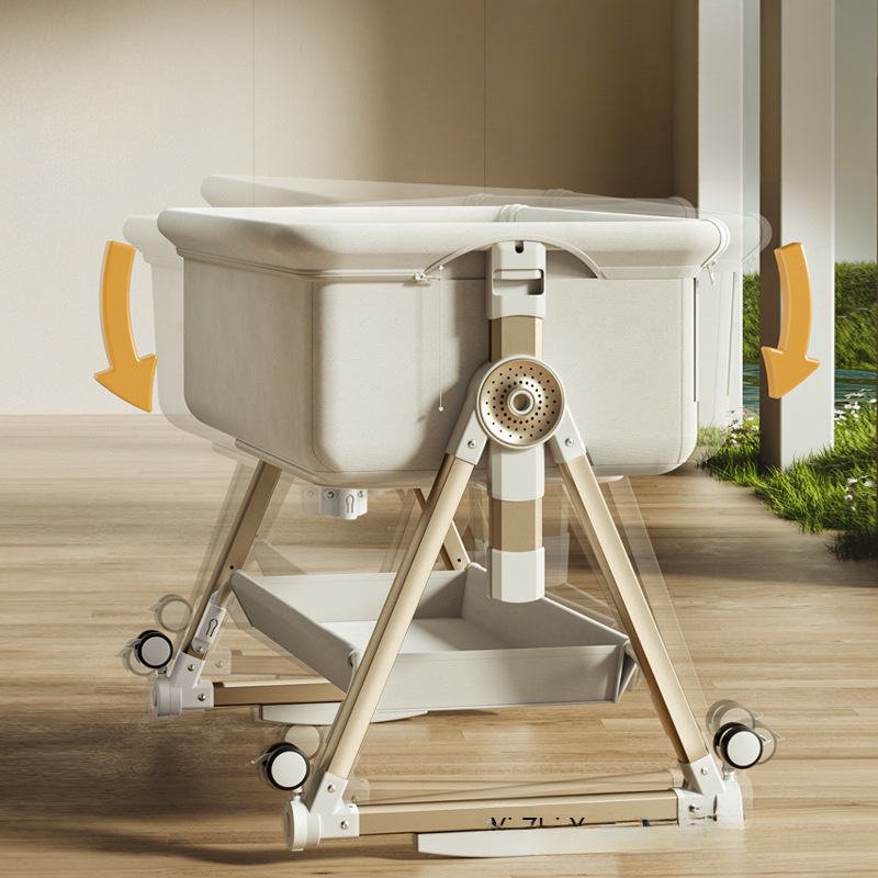Portable Removable Crib Folding Height Adjustment Splicing Large Bed Baby Cradle Bed Bed Anti-Overflow Milk