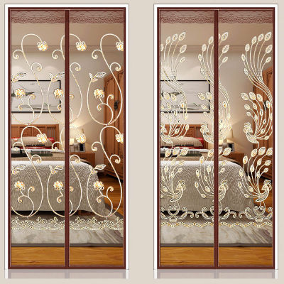 Magnetic attraction door curtain Velcro Mosquito control door curtain Stick summer magnetic encryption household bedroom Partition curtain Punch holes