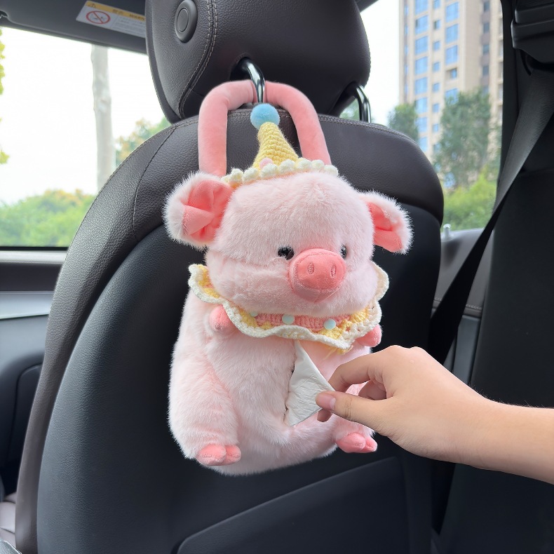 Car Tissue Box Creative Doll Piggy Elephant Household Tissue Hanging Bag Car Seat Back Hanging Tissue Box