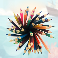 Cartoon Colored Pencil Eco-Friendly Bucket Set with Long Handle for Children, School Students Painting, Drawing, Doodle, Art, Coloring