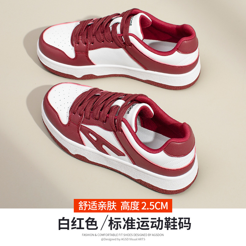Zapatillas deportivas para mujer Augusden, nueva colección primavera 2026, estilo americano, color rojo, informales, deportivas, con suela gruesa, blancas.