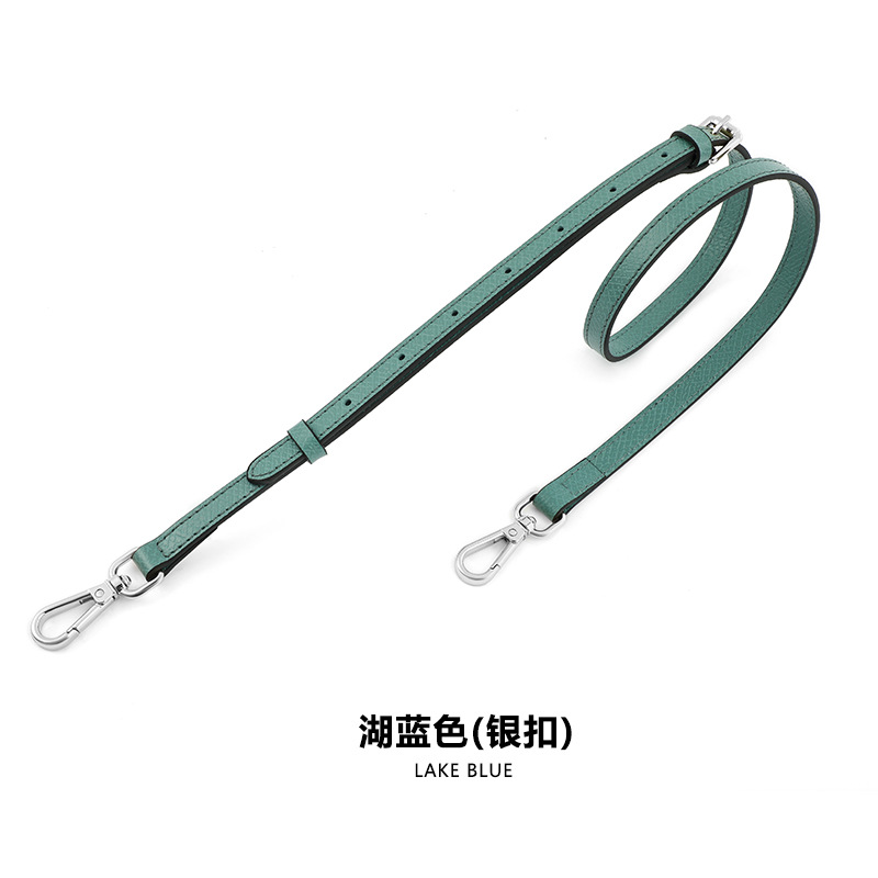 A- 48 first layer cowhide 1.2cm adjustable lake blue silver buckle