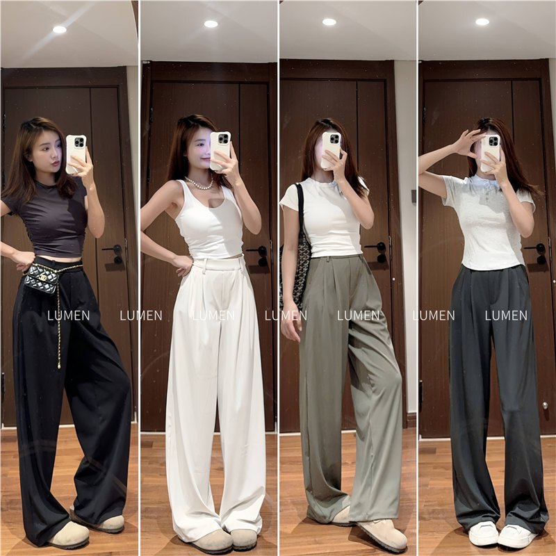 25 Popular Lebilulu Women's High-Waisted Trousers, Loose Sports Straight Pants, Slimming Look Casual Trousers for Work Clothing