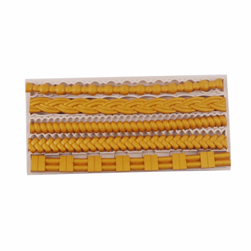 En relieve molde de silicona fondant perla tejida bolsa de cadena de silicona molde pastel decoración pastel molde