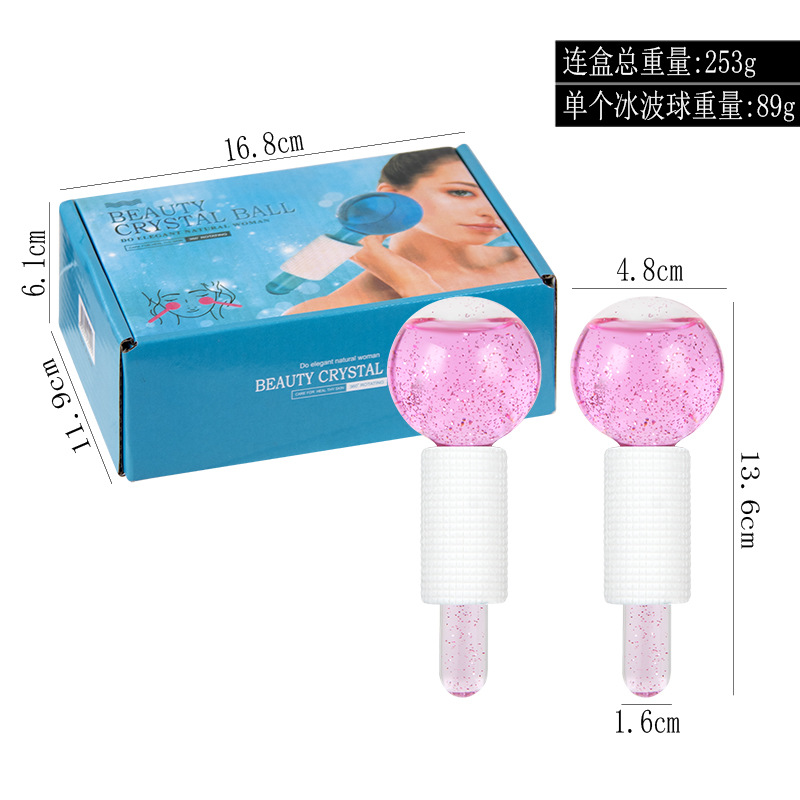 Set de 2 bolas de hielo con purpurina rosa