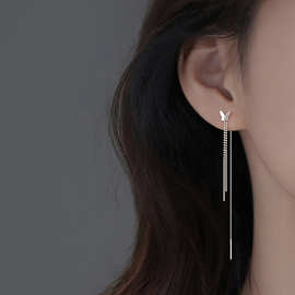 925纯银针蝴蝶耳线小众设计感耳钉女2022年新款耳饰夏耳环