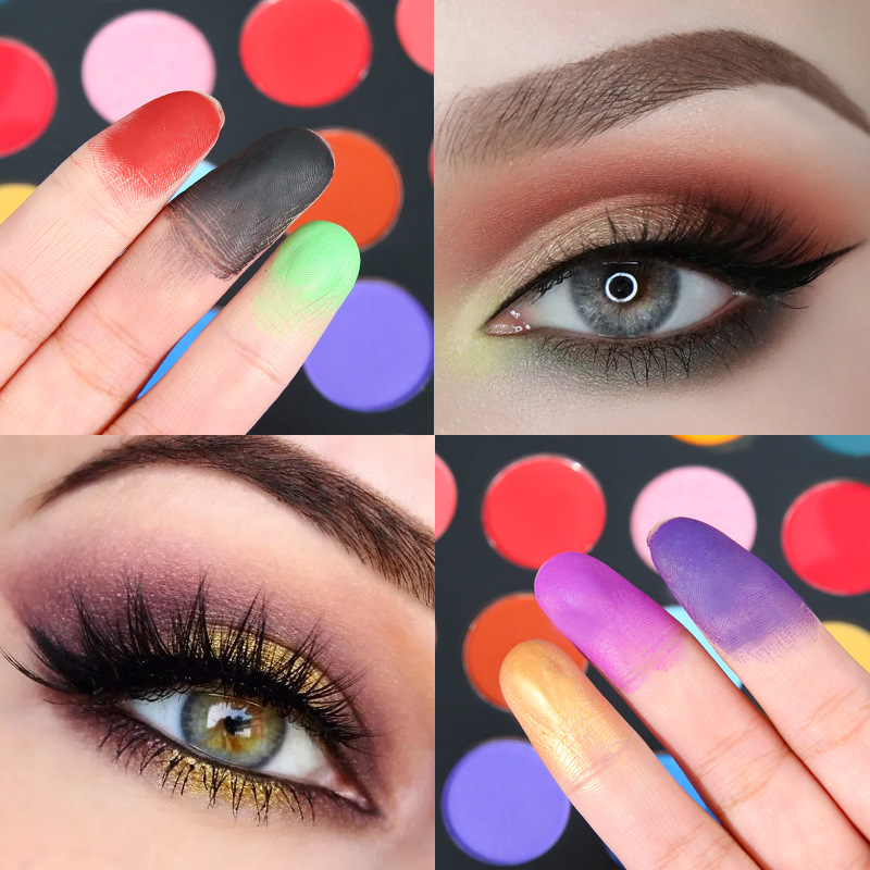 Europeo y americano 40-color negro Plaid sombra de ojos maquillaje artista especial polvo no volador de larga duración mate color tierra maquillaje sombra de ojos placa traje