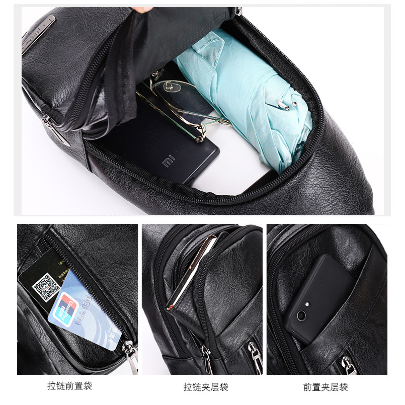 Nuevos hombres de moda de LA PU de cuero suave bolso de pecho simple bolsa de hombro impermeable bolsa de mensajero de negocios informal al por mayor de entrega