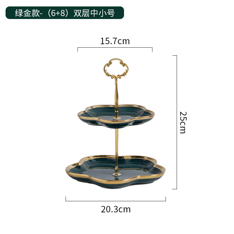 De estilo europeo de tres capas plato de fruta de cerámica sala de estar hogar creativo tarde té postre pastel de dulces postre estante plato de fruta seca