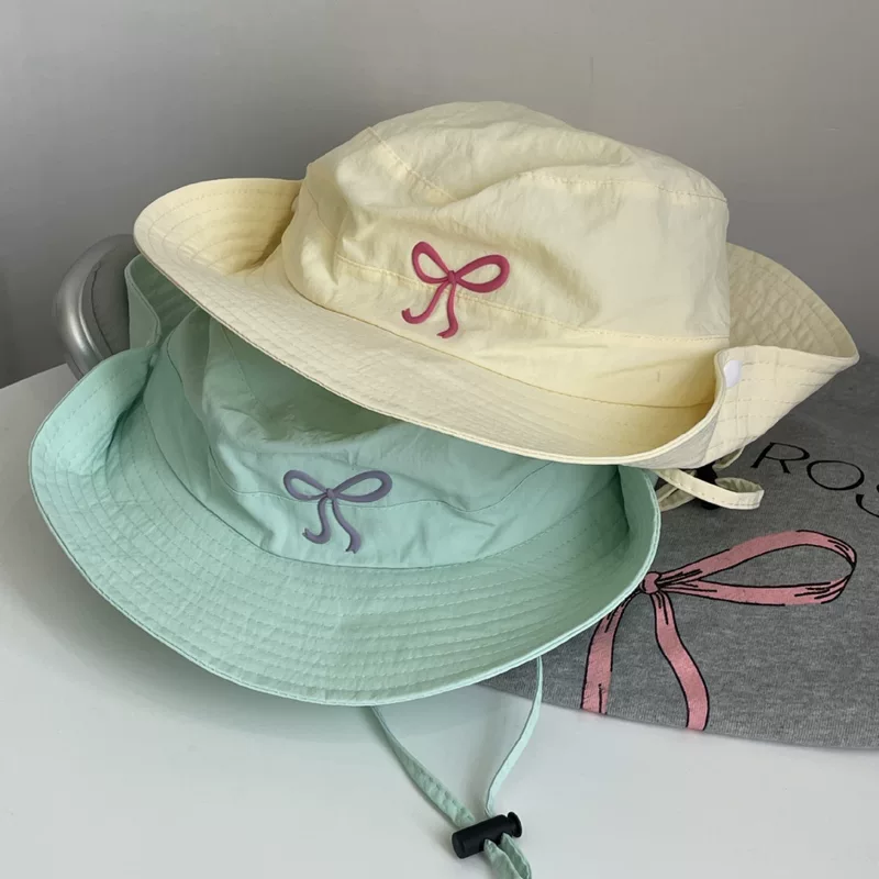 Дышащая, fisherman hat для студентов, привлекающая внимание девочек, шляпа для скалолазания с бантом, цвет конфет, ультра-тонкая и быстрая сушка
