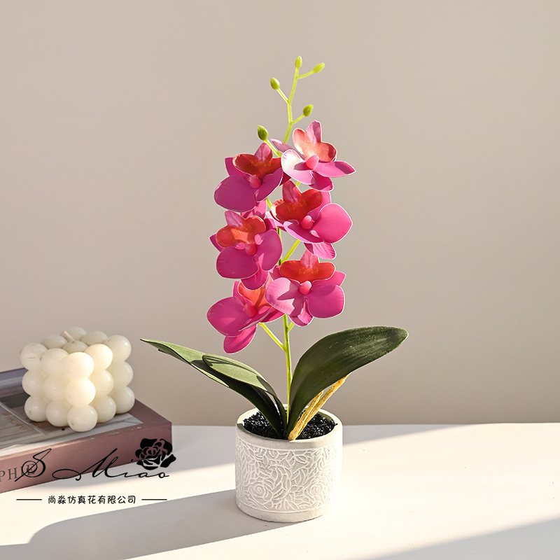 Orquídea de mariposa artificial pequeña decoración del hogar bonsai fotografía simulación flor verde decoración interior simulación maceta