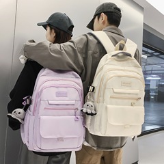 学生カバン韓国版純色シンプルカジュアル百合質感リュックサック大容量キャンパス授業旅行リュックサック