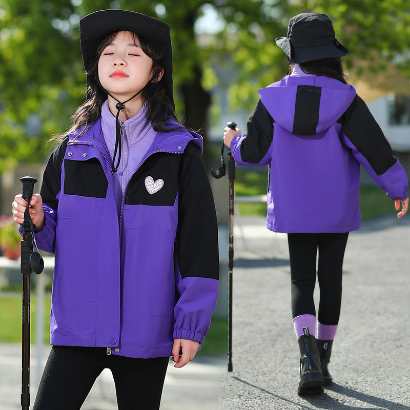 Girls' jacket, new spring and autumn style, stylish windbreaker for older children, casual loose-fitting hooded jacket for girls, spring and autumn