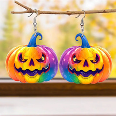 ハロウィーンの美しいカラーカボチャの浮かれ騒ぎパーティーとアクリルイヤリングの奇妙なデザインのアイデアイヤリング