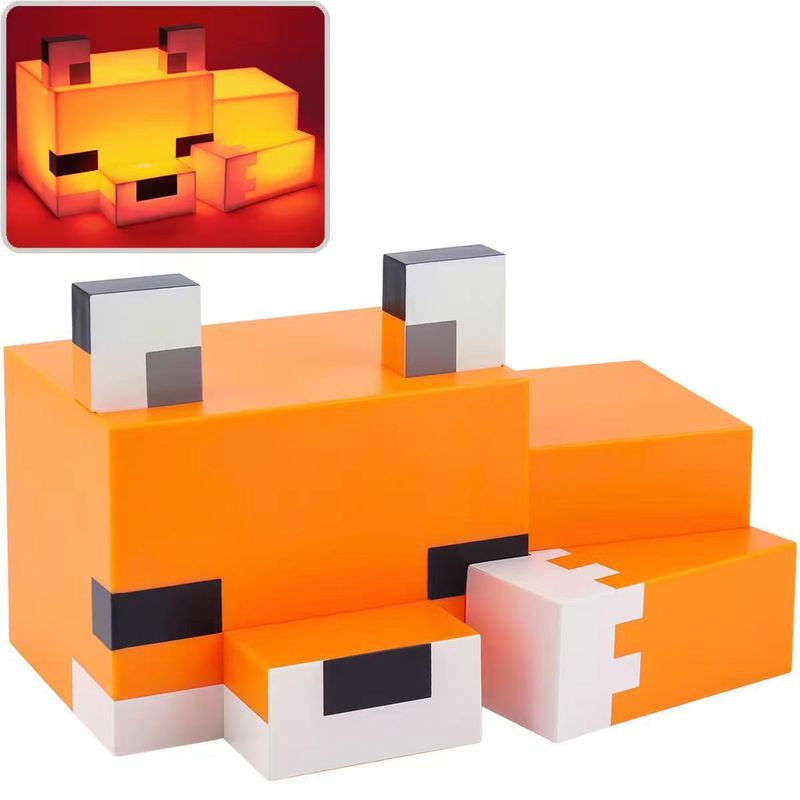 私の世界のマインクラフトのゲームの周辺の狐の形の小さい夜の明かりのたいまつの鉱石の明かりの置物|undefined