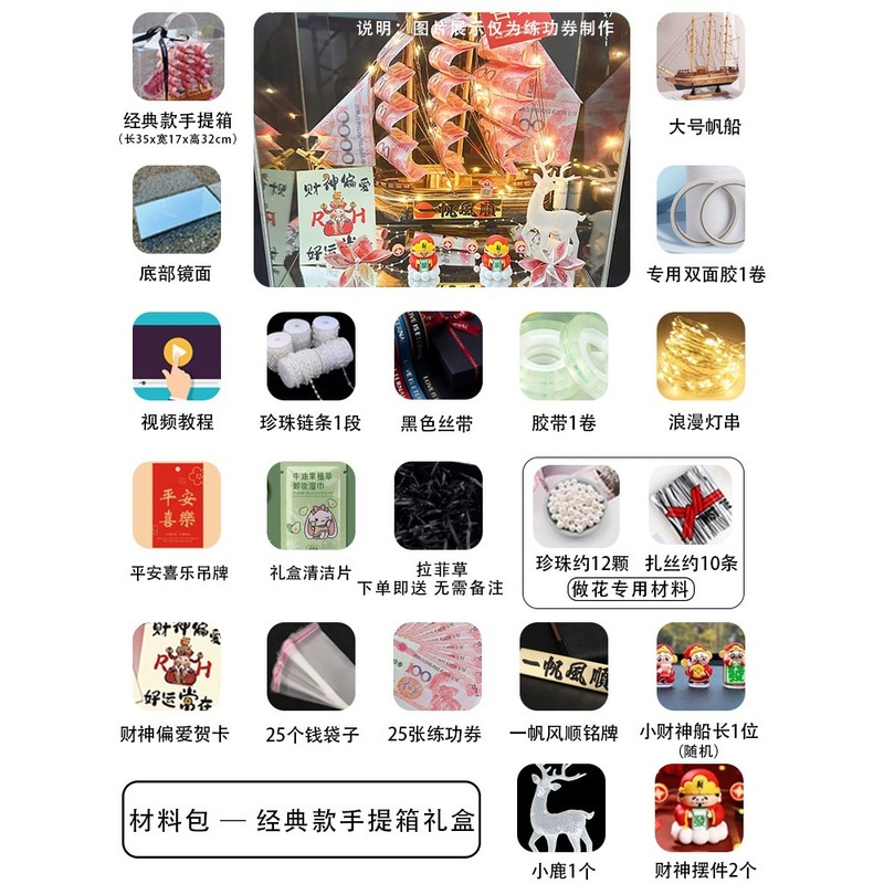 一帆风顺有钱花礼盒帆船diy男生日礼物520送老公男士男友惊喜实用|undefined