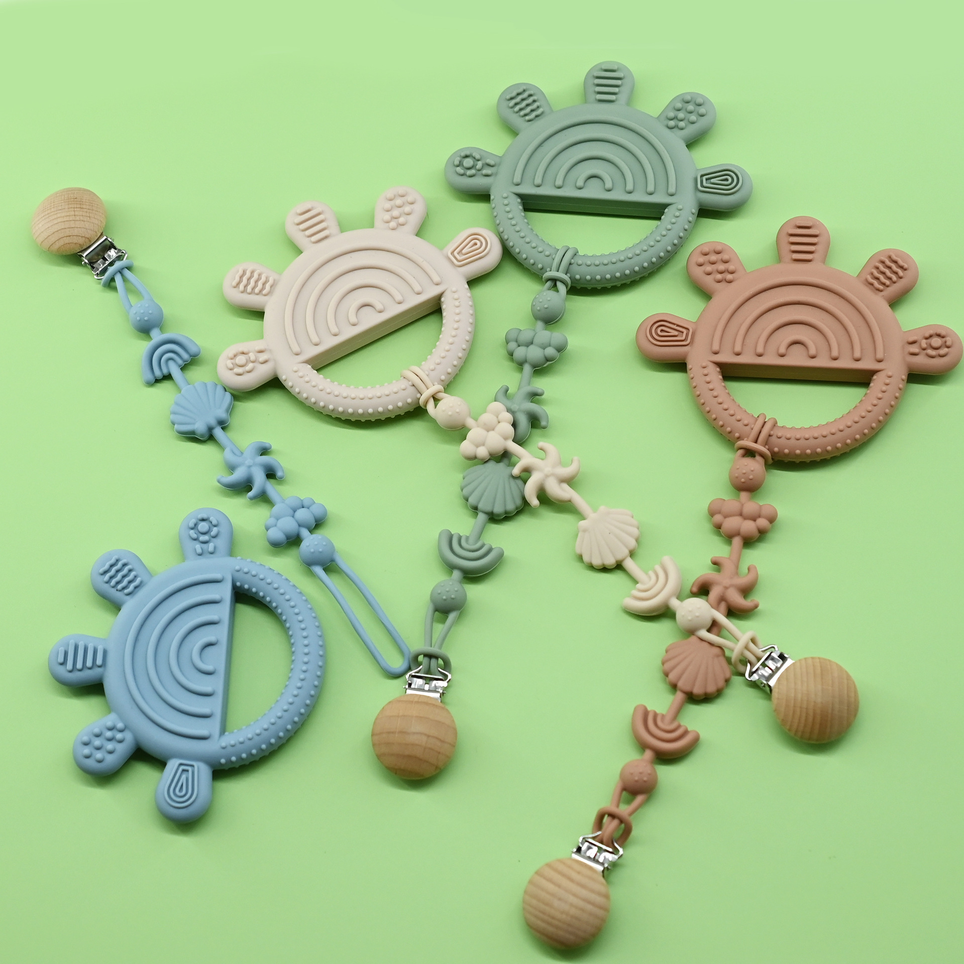 Nuevo juguete de dibujos animados para bebés, mordida y mordida, patrón de cinco dedos, mordedor calmante, mordedor para bebés de grado alimenticio